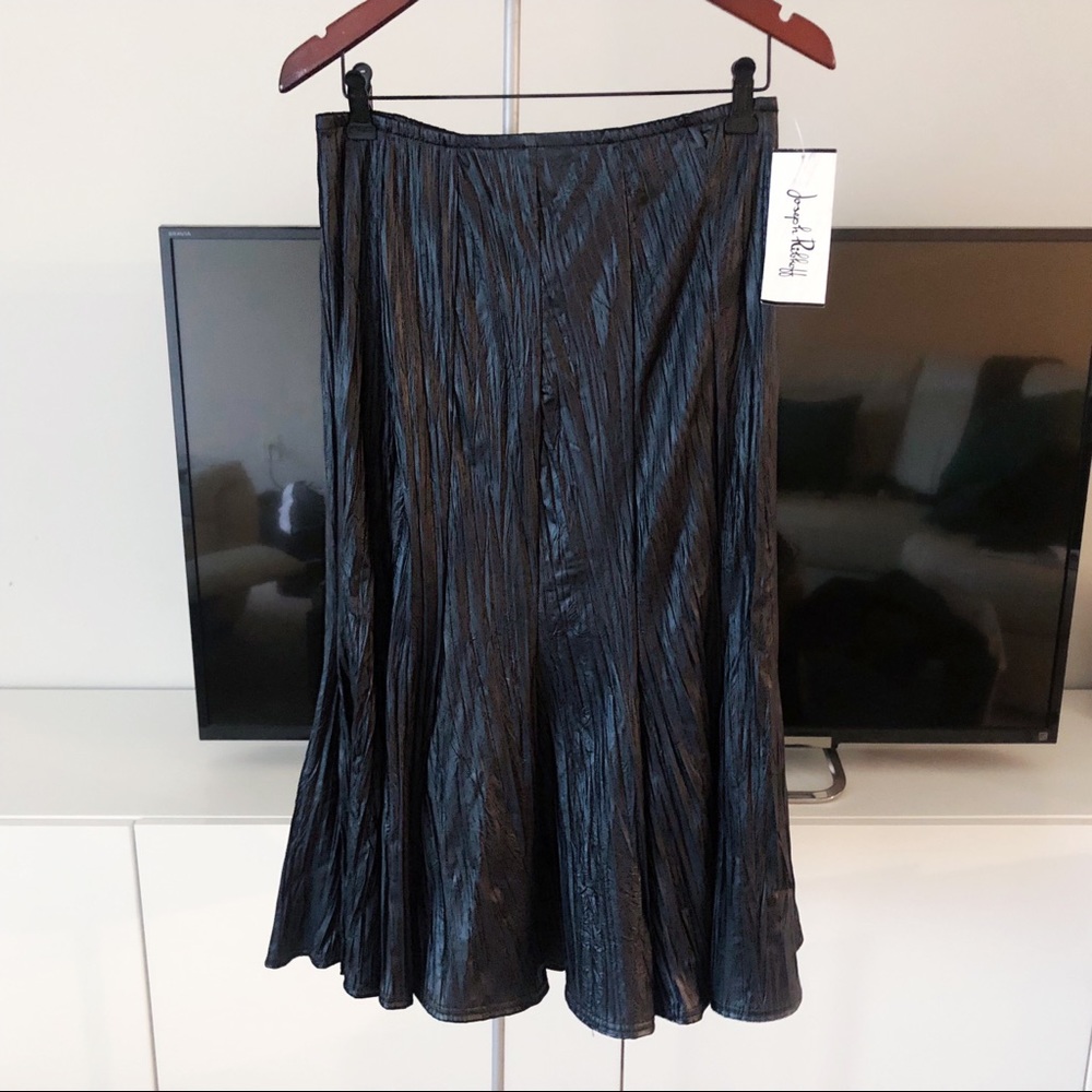 Joseph Ribkoff NWT Blue Black Wet Look Midi Skirt